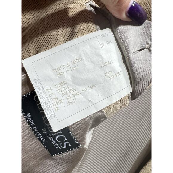 Zanetti Mens Wool Blazer Jacket Beige Size 58R Made in Italy NWOT - Picture 8 of 12